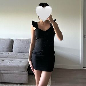 BNWT URBAN OUTFITTERS! UO! KIMCHI BLUE! BLACK BODYCON RUFFLE SLEEVE MINI DRESS!